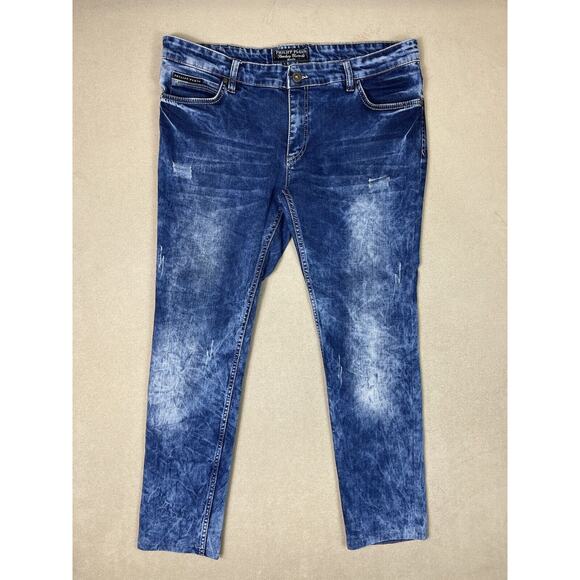 Philipp Plein Jeans Womens 38 Blue Strawberry Cheesecake‎ Denim Adult - Picture 1 of 13